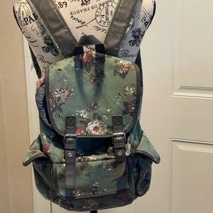 Green floral backpack